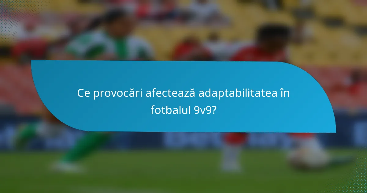 Ce provocări afectează adaptabilitatea în fotbalul 9v9?